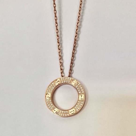 Screw Pavé Rose Gold Pendant Necklace - Picture 5 of 10